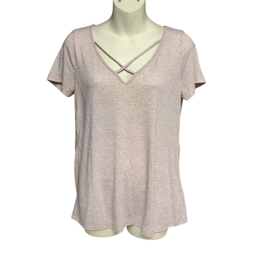 Charlotte Russe medoum pink too crisscross neckline